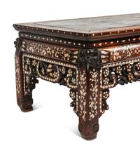 A Chinese Mother-of-Pearl Inlaid Rosewood Settee and a Low Table