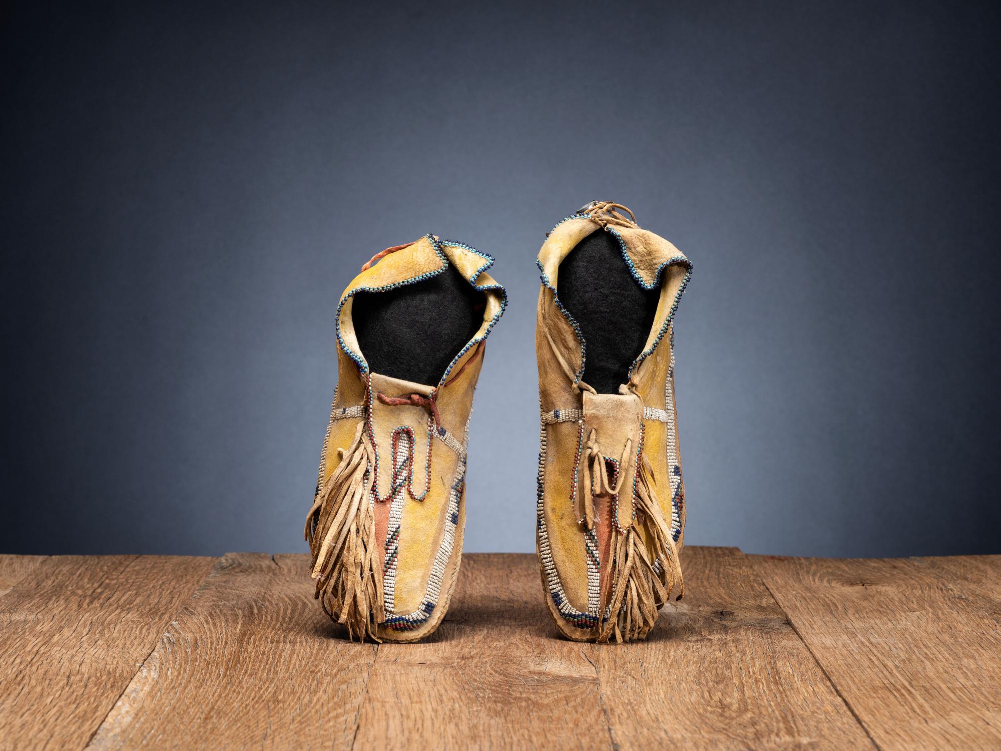 Kiowa Beaded Hide Moccasins