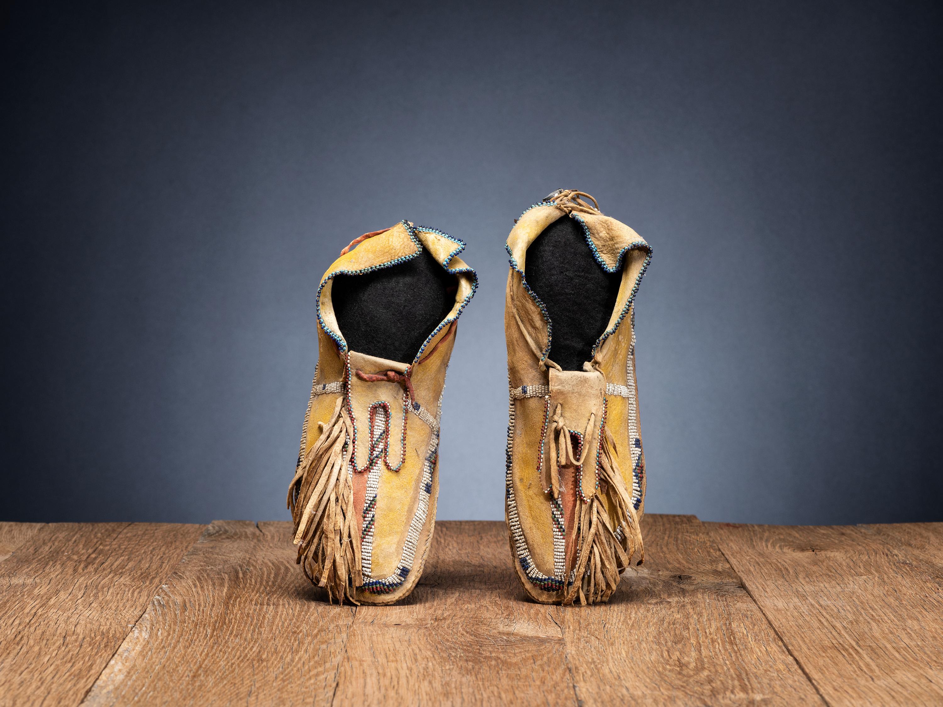 Kiowa Beaded Hide Moccasins