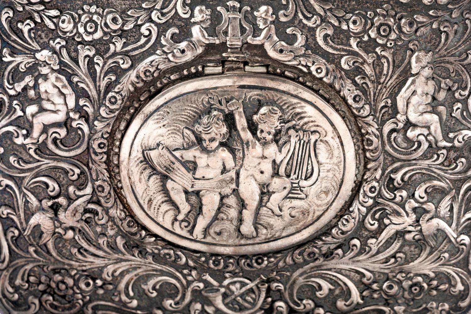 A Continental Silver Singing Bird Automaton Box