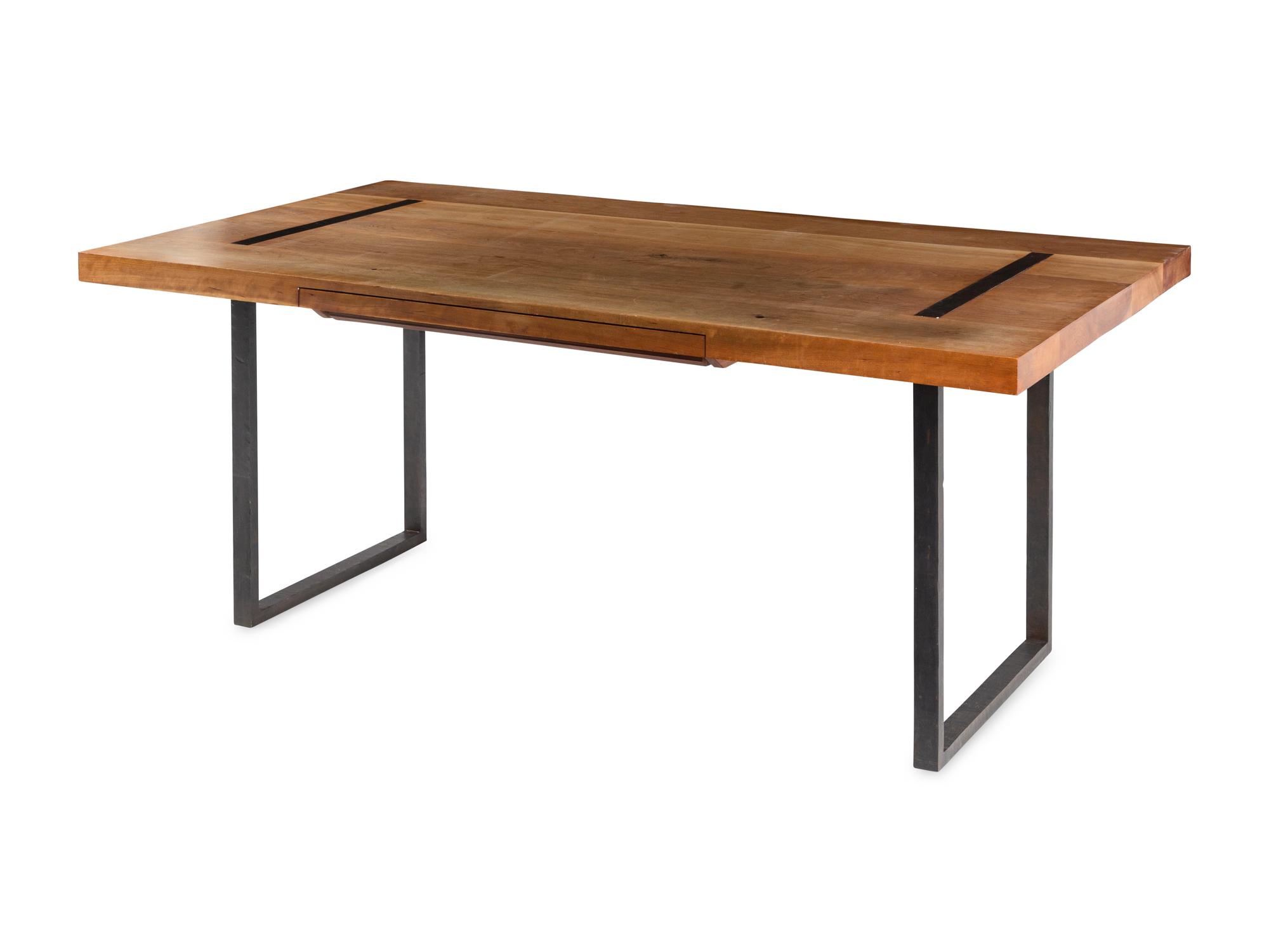 A Contemporary Steel and Walnut Desk
