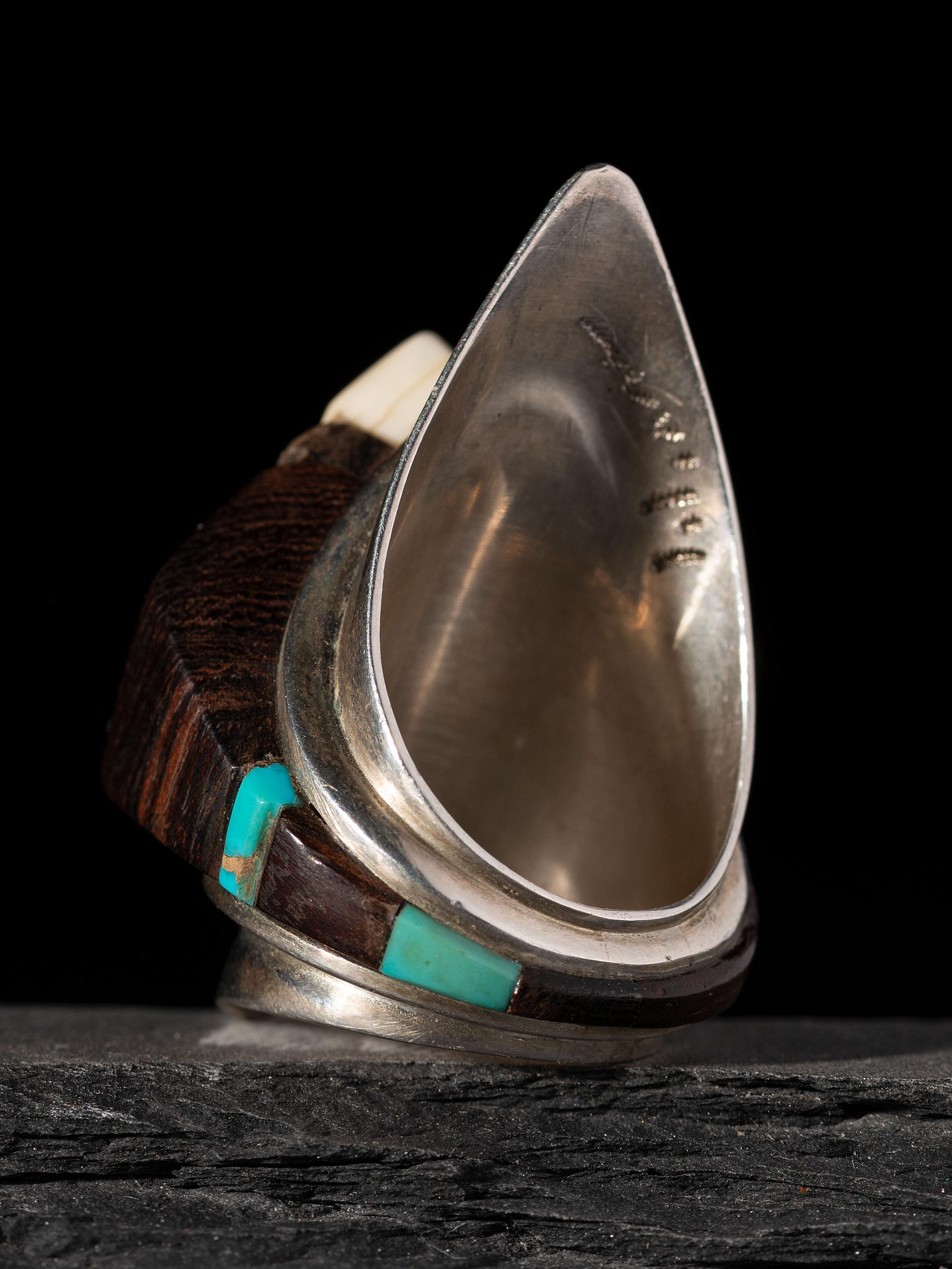 Silver Shield Ring, with Inlay