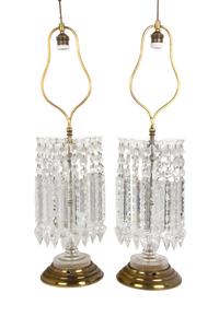 A Pair of Cut Glass Table Lamps Height overall 29 1/2 inches. — 20TH CENTURY