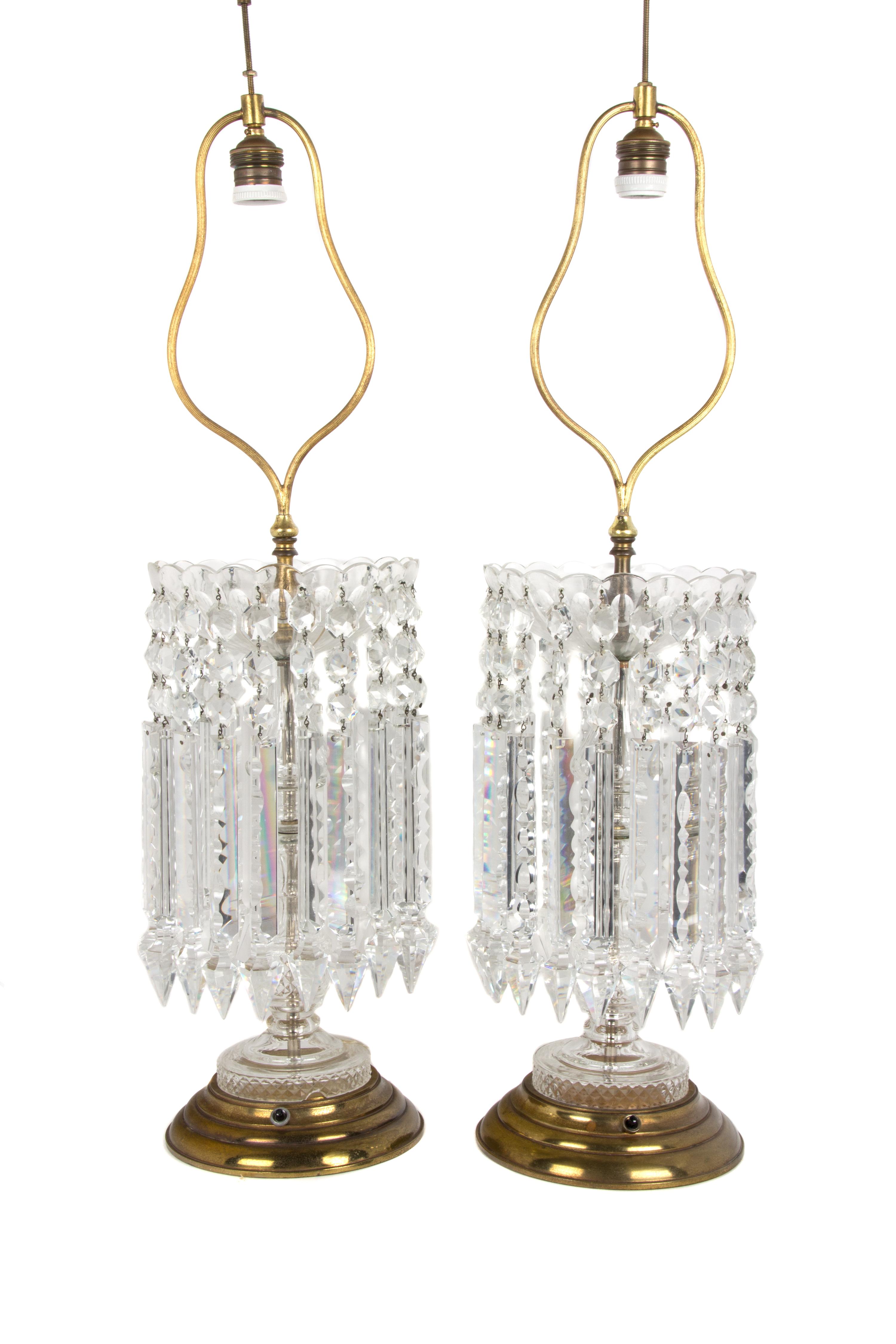 A Pair of Cut Glass Table Lamps Height overall 29 1/2 inches. — 20TH CENTURY