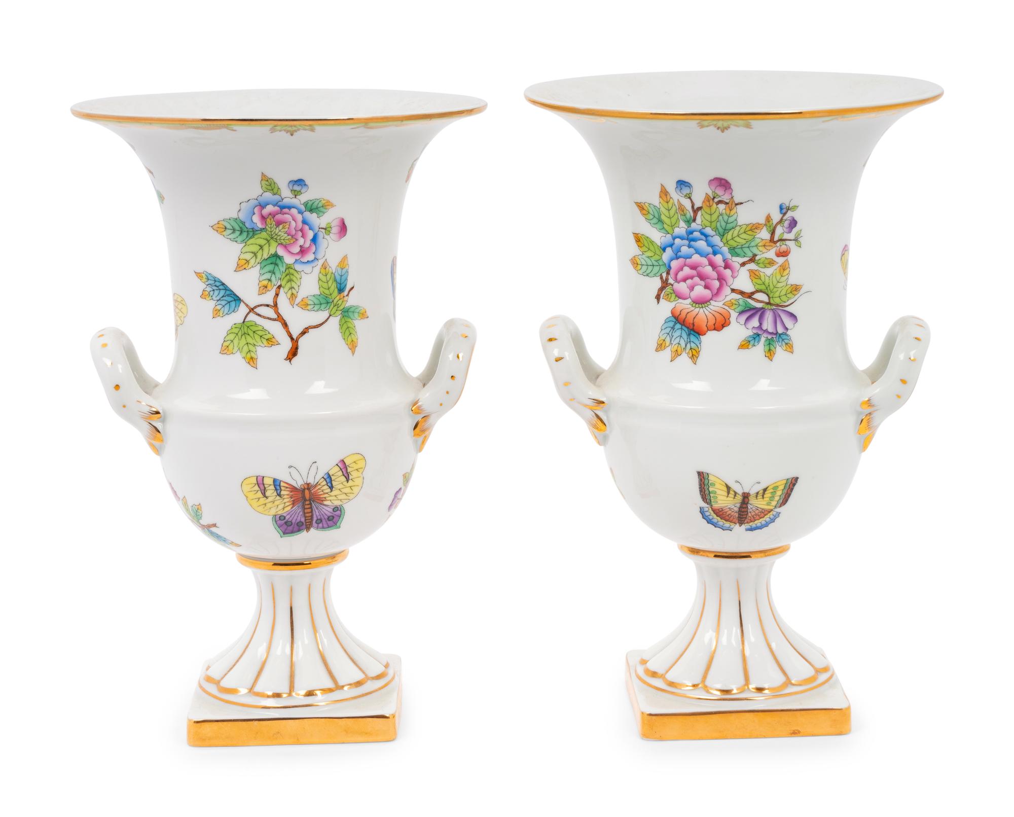 A Pair of Herend Queen Victoria Porcelain Vases