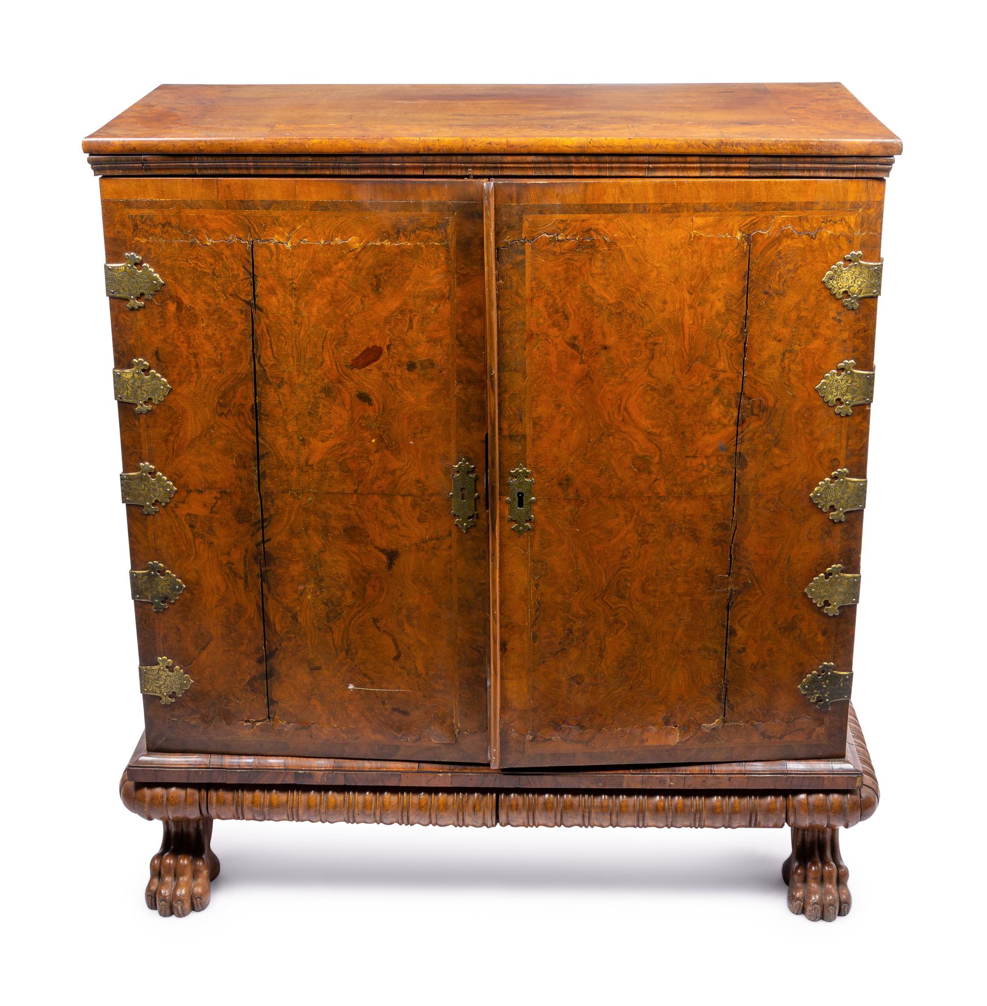 An English Burl Walnut Chest of Drawers