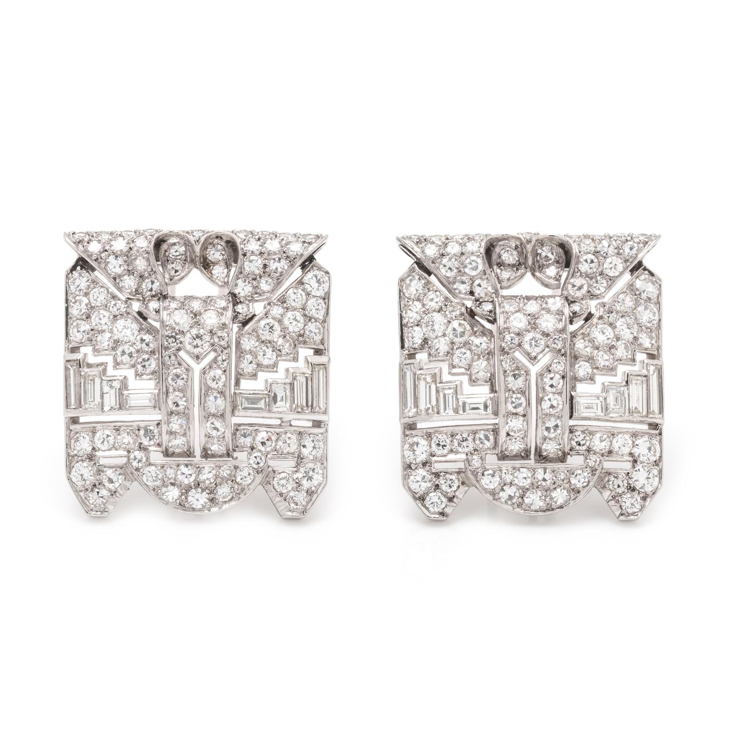 DIAMOND DOUBLE CLIP BROOCH