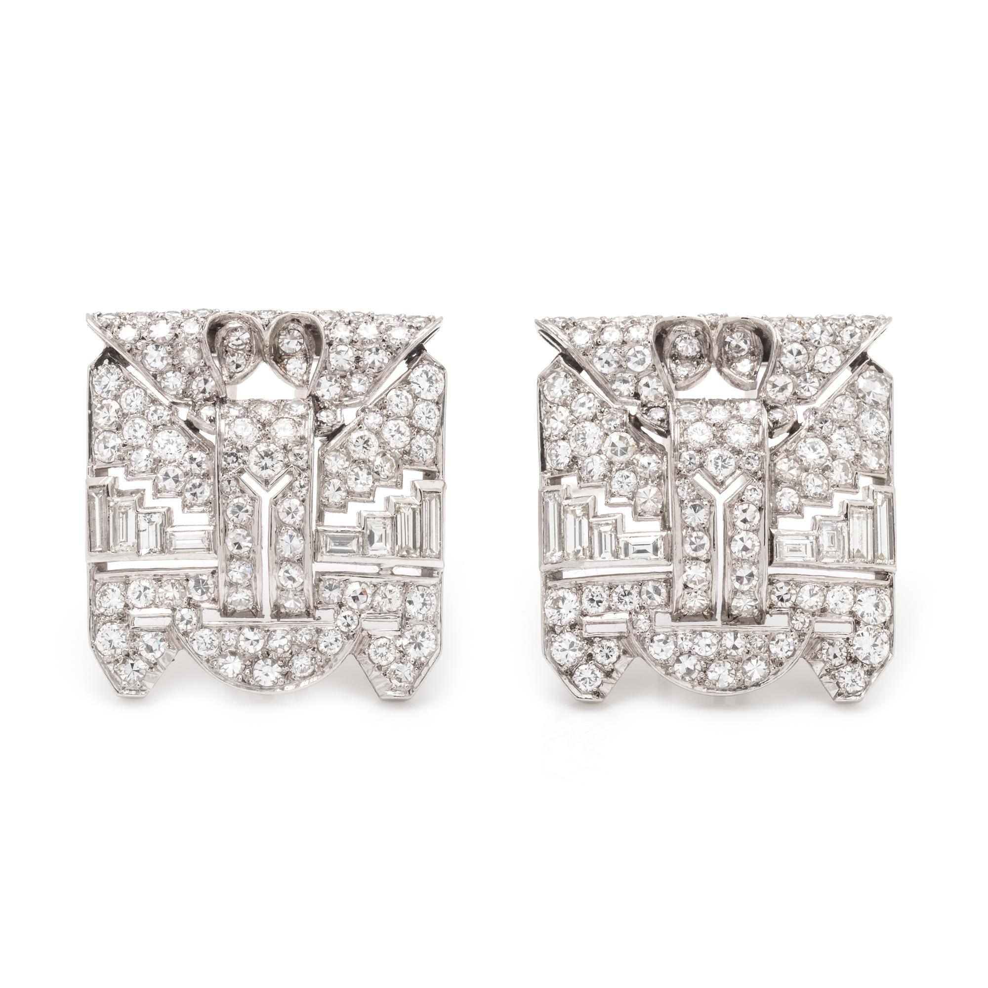 DIAMOND DOUBLE CLIP BROOCH