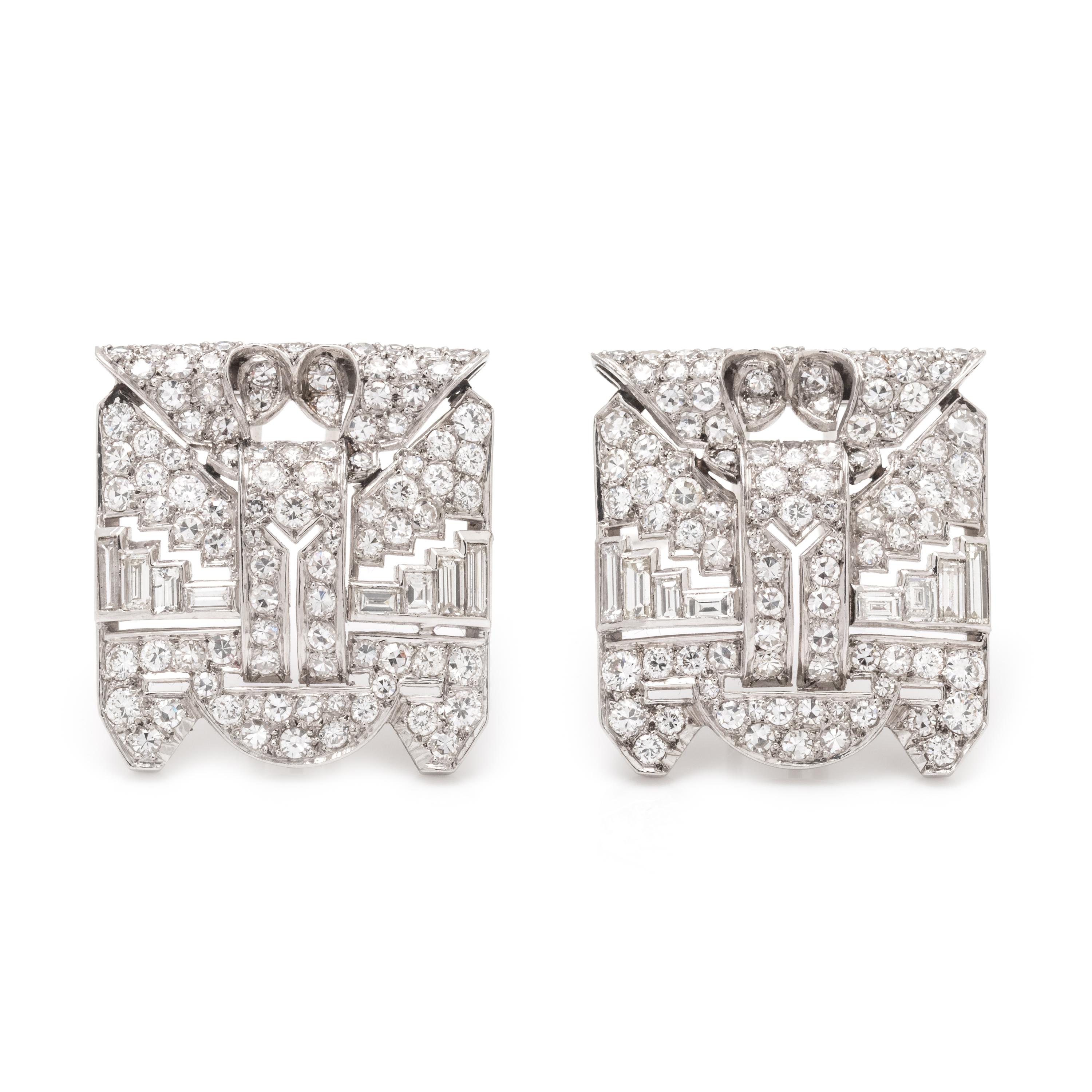 DIAMOND DOUBLE CLIP BROOCH