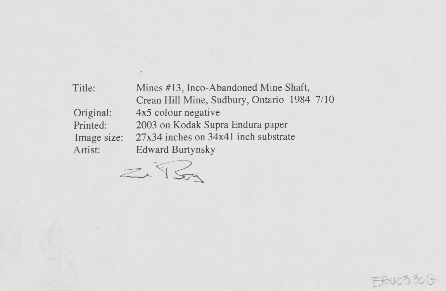 Mines #13, Inco-Abandoned Mine Shaft, Crean Hill Mine, Sudbury, Ontario , 1984; printed 2003