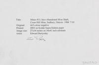 Mines #13, Inco-Abandoned Mine Shaft, Crean Hill Mine, Sudbury, Ontario , 1984; printed 2003