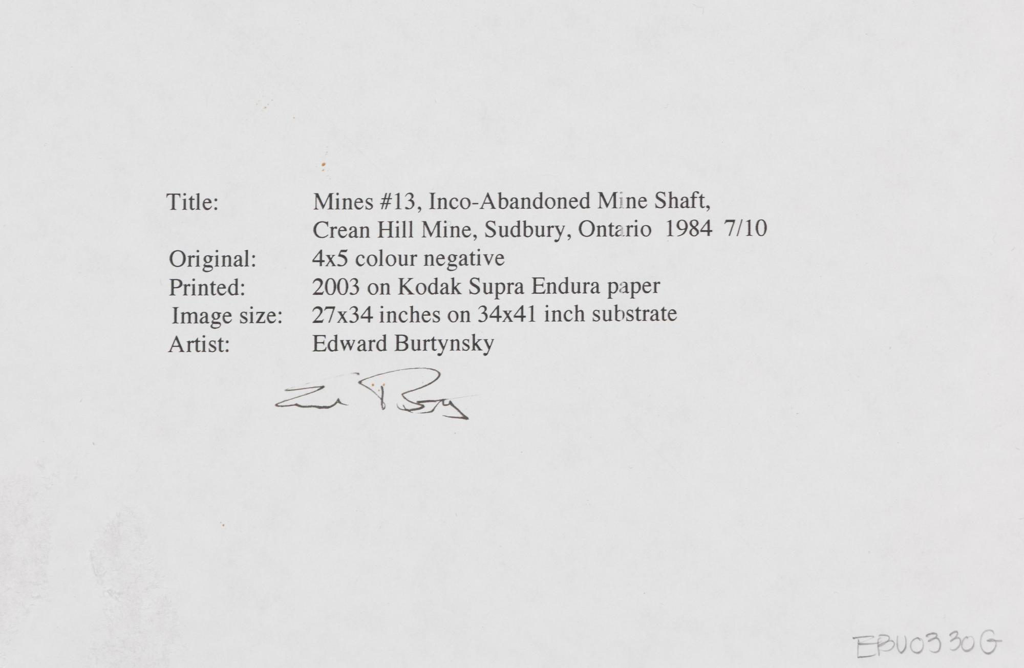Mines #13, Inco-Abandoned Mine Shaft, Crean Hill Mine, Sudbury, Ontario , 1984; printed 2003