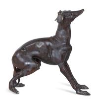 A Cast Metal Model of a Seated Whippet
