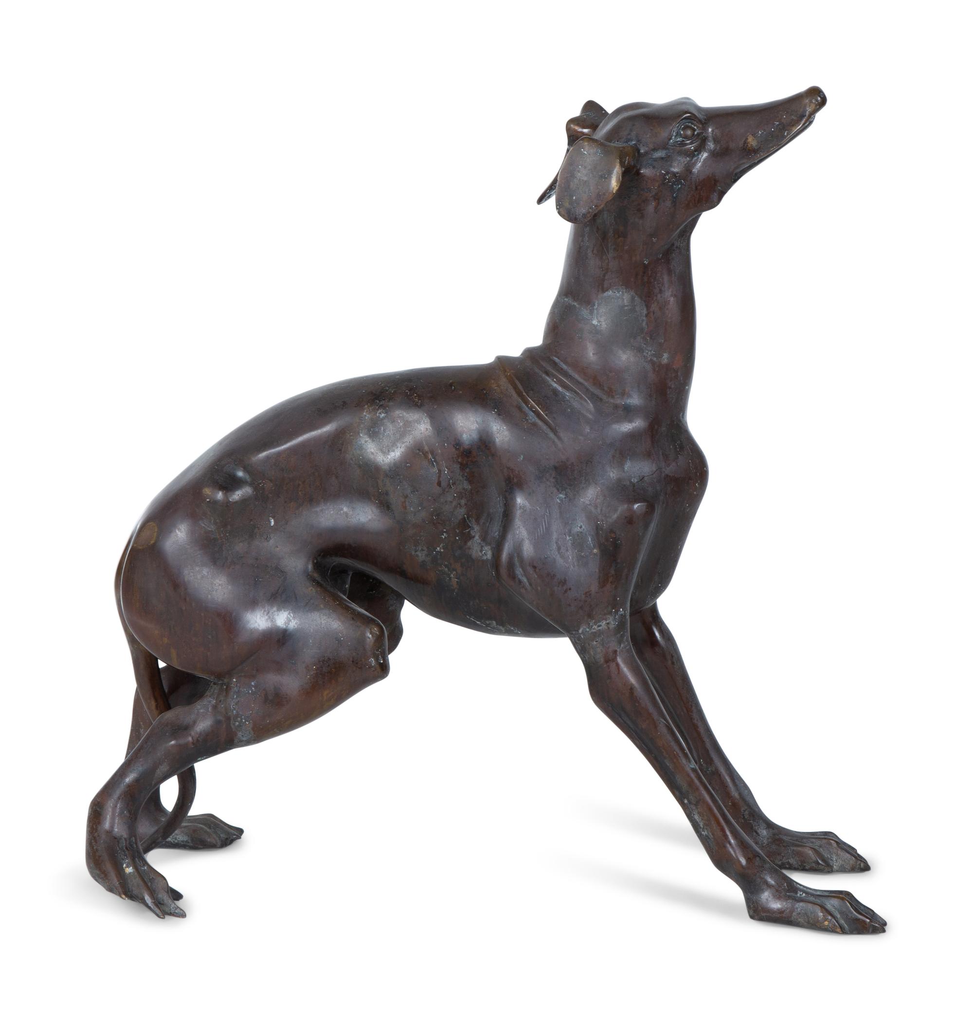 A Cast Metal Model of a Seated Whippet