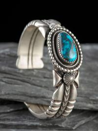 Heavy Sterling Silver and Bisbee Turquoise Cuff Bracelet