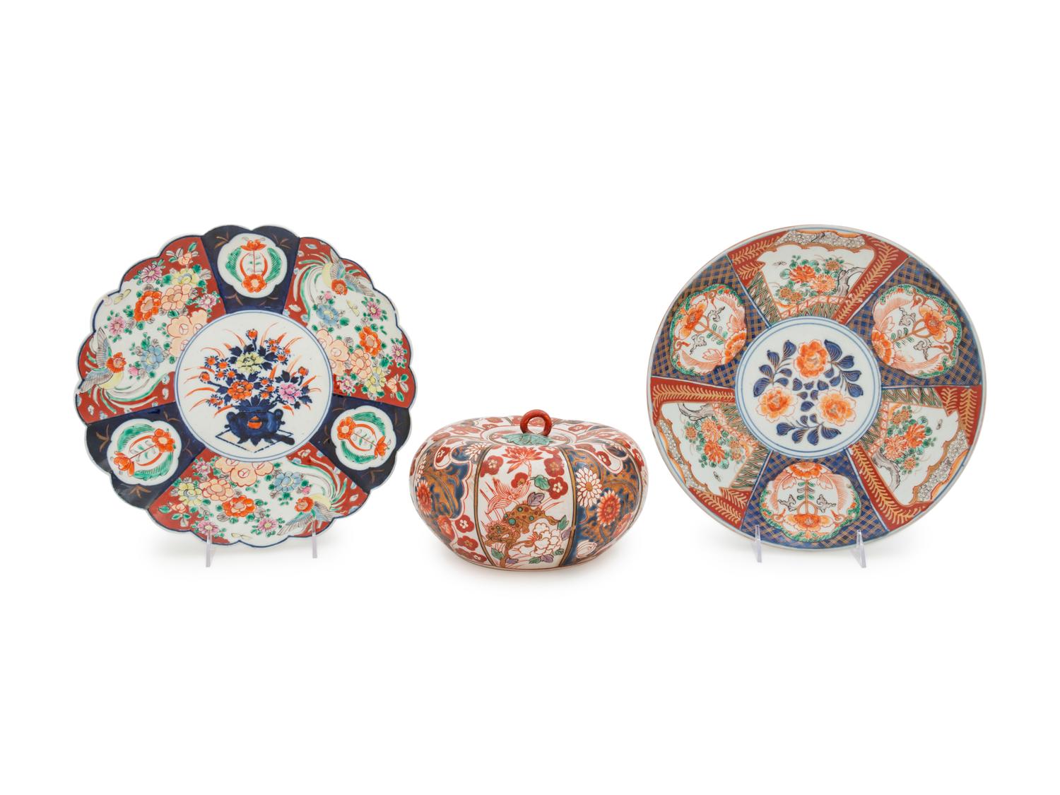Three Imari Palette Porcelain Articles