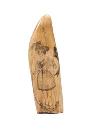 A Scrimshaw Tooth with Depiction of Female Pirate Fanny Campbell and a Patriotic Device