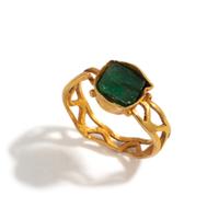 A Byzantine Emerald and Gold Finger Ring