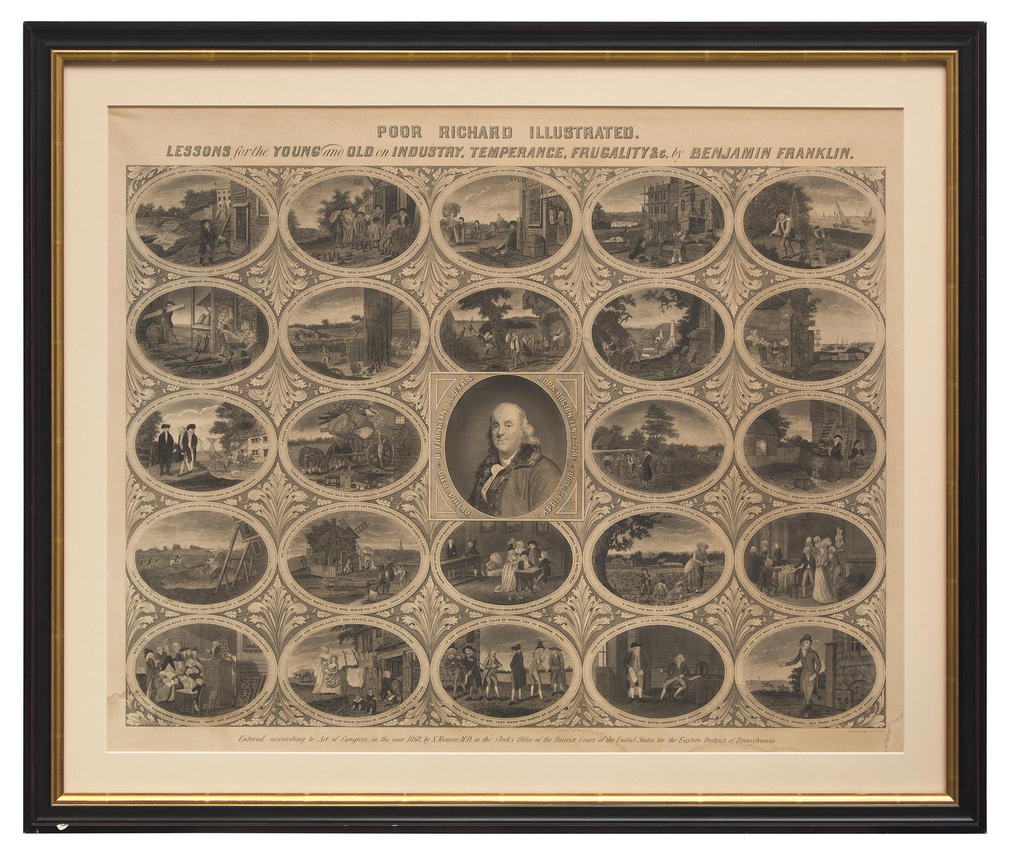 [Franklin, Benjamin] Poor Richard Illustrated. Lessons for the Young and Old on Industry, Temperance, Frugality &c. by Benjamin Franklin