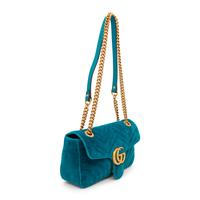 GUCCI, TEAL VELVET MARMONT BAG