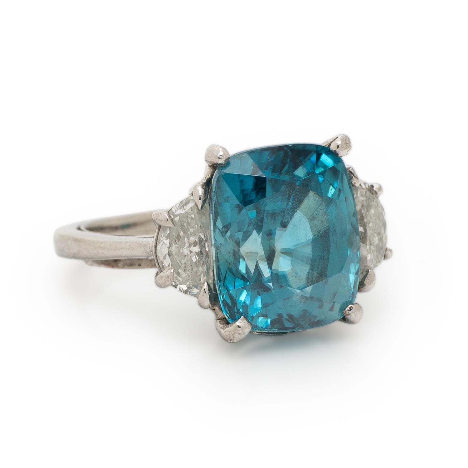 CHRISTOPHER KAUFMANN, BLUE ZIRCON AND DIAMOND RING