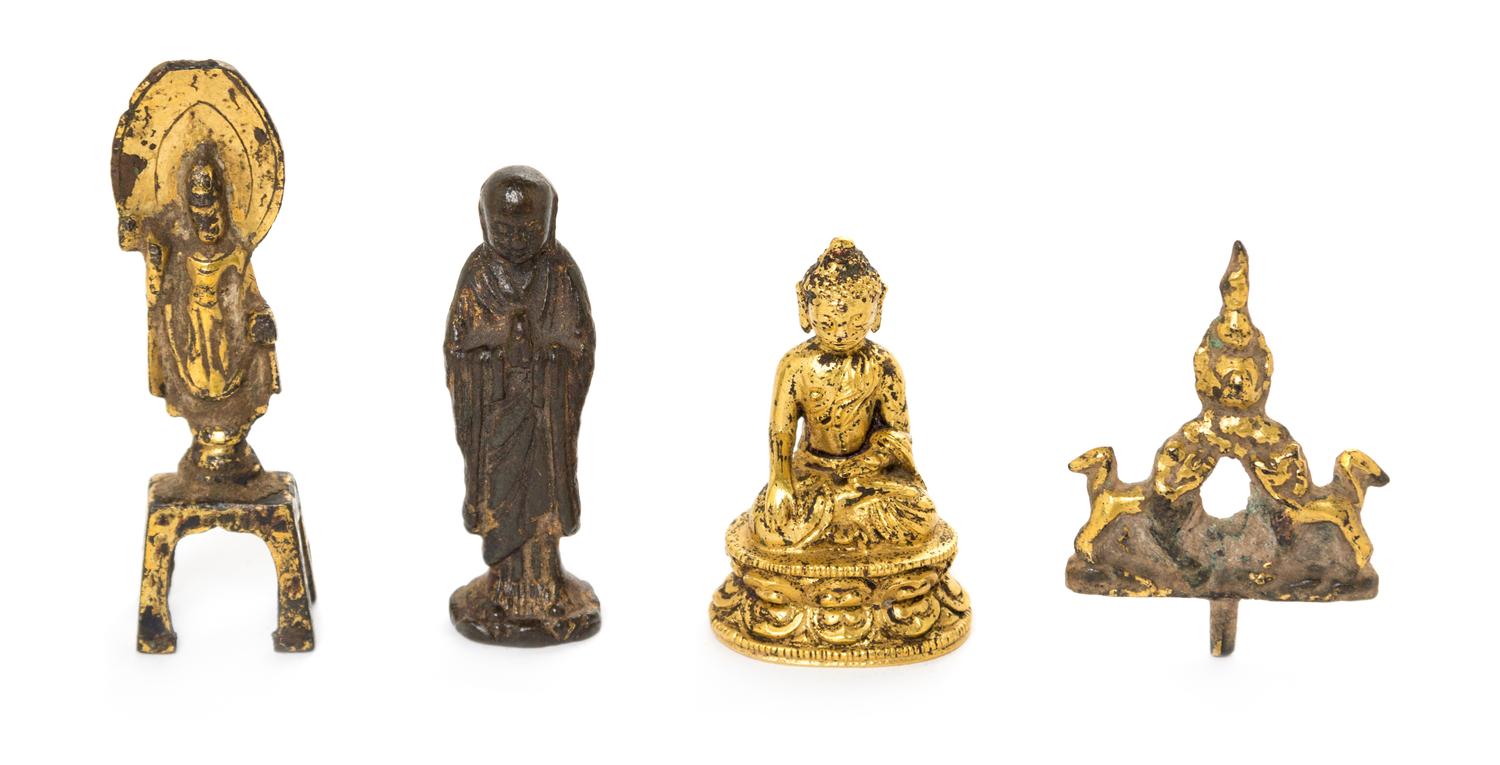 Four Gilt Bronze Articles Height of the highest 2 3/4 inches.