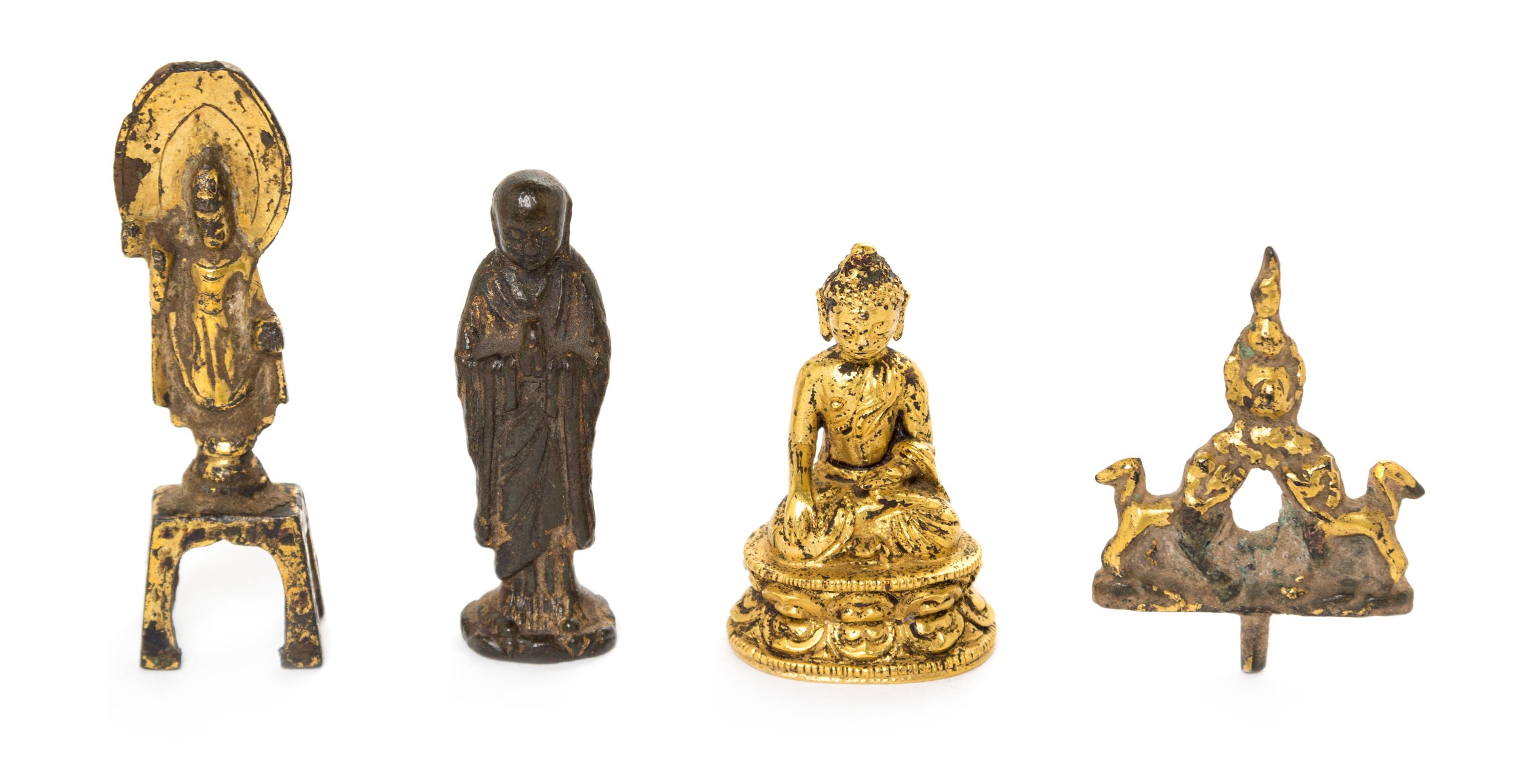 Four Gilt Bronze Articles Height of the highest 2 3/4 inches.