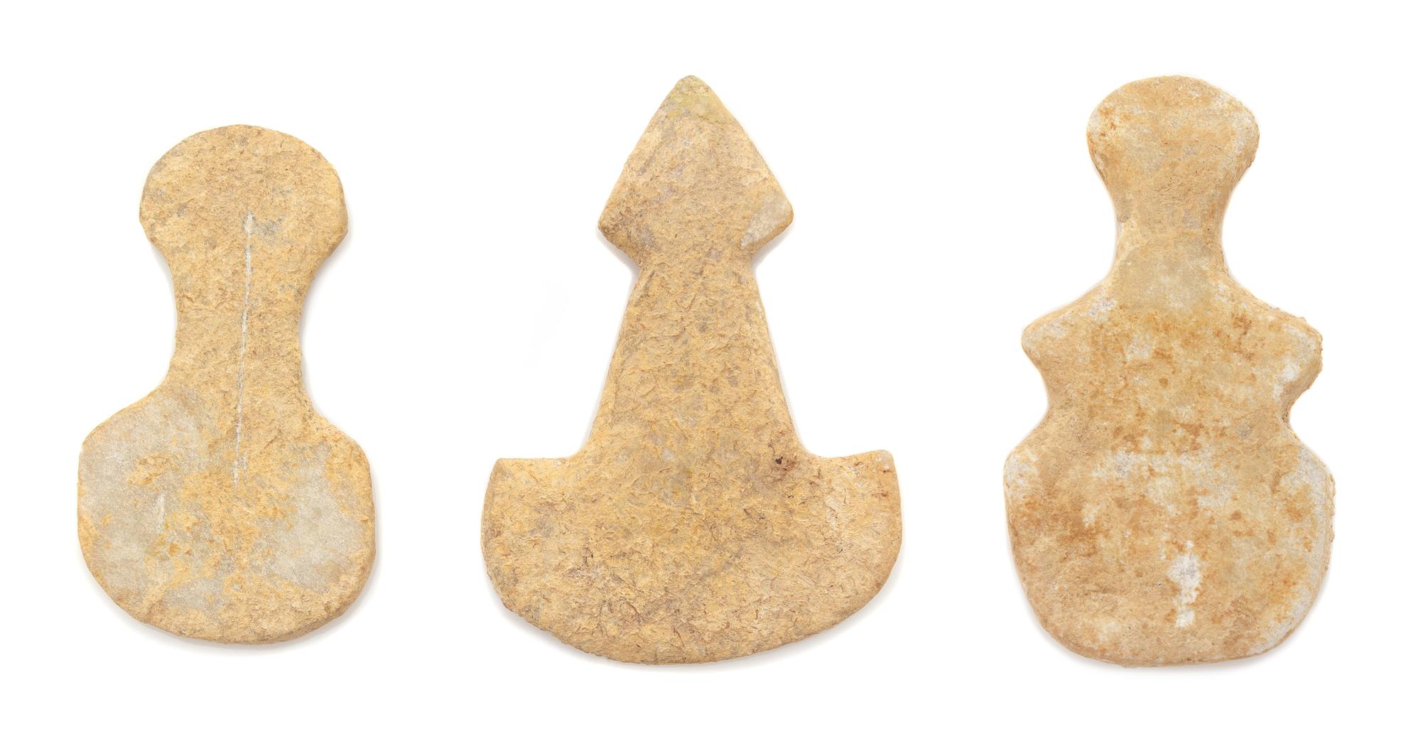 Three Anatolian Marble Idols Height of tallest 3 inches. — CIRCA MID-3RD MILLENNIUM B.C.E.