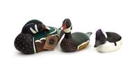 A Collection of Painted Wood Decoys Height of largest 6 x length 15 inches.