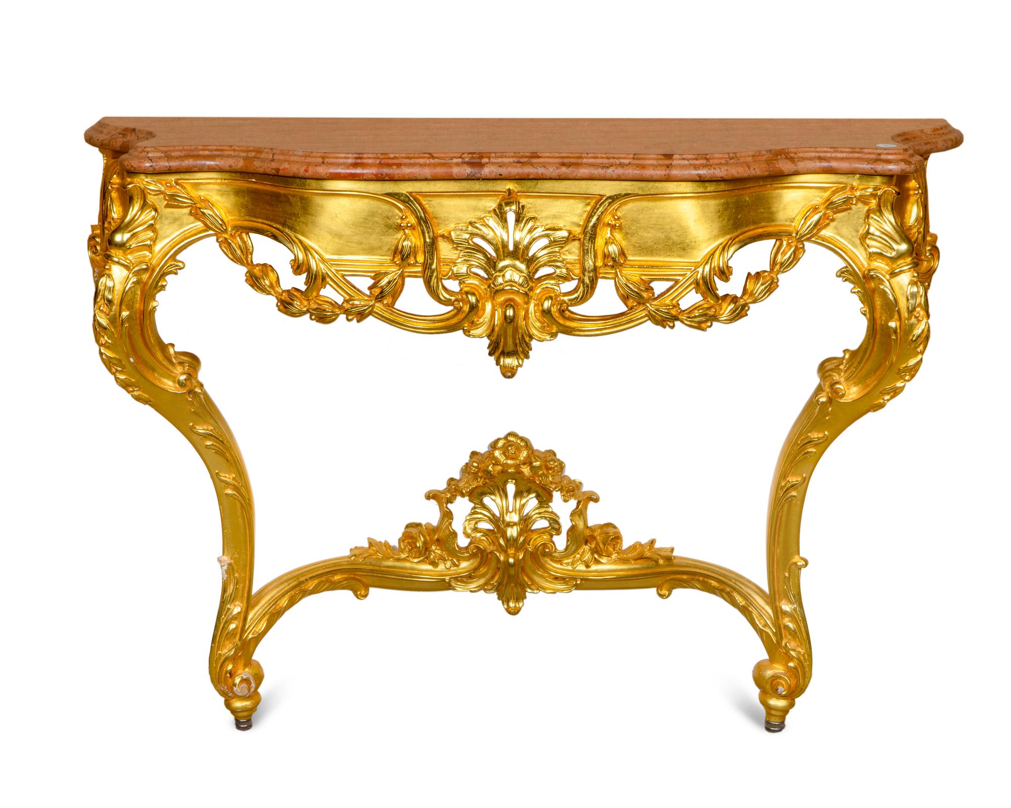 A Louis XV Style Giltwood Console Table — 20TH CENTURY