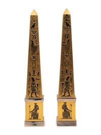 A Pair of Boehm Gilt Porcelain Obelisks