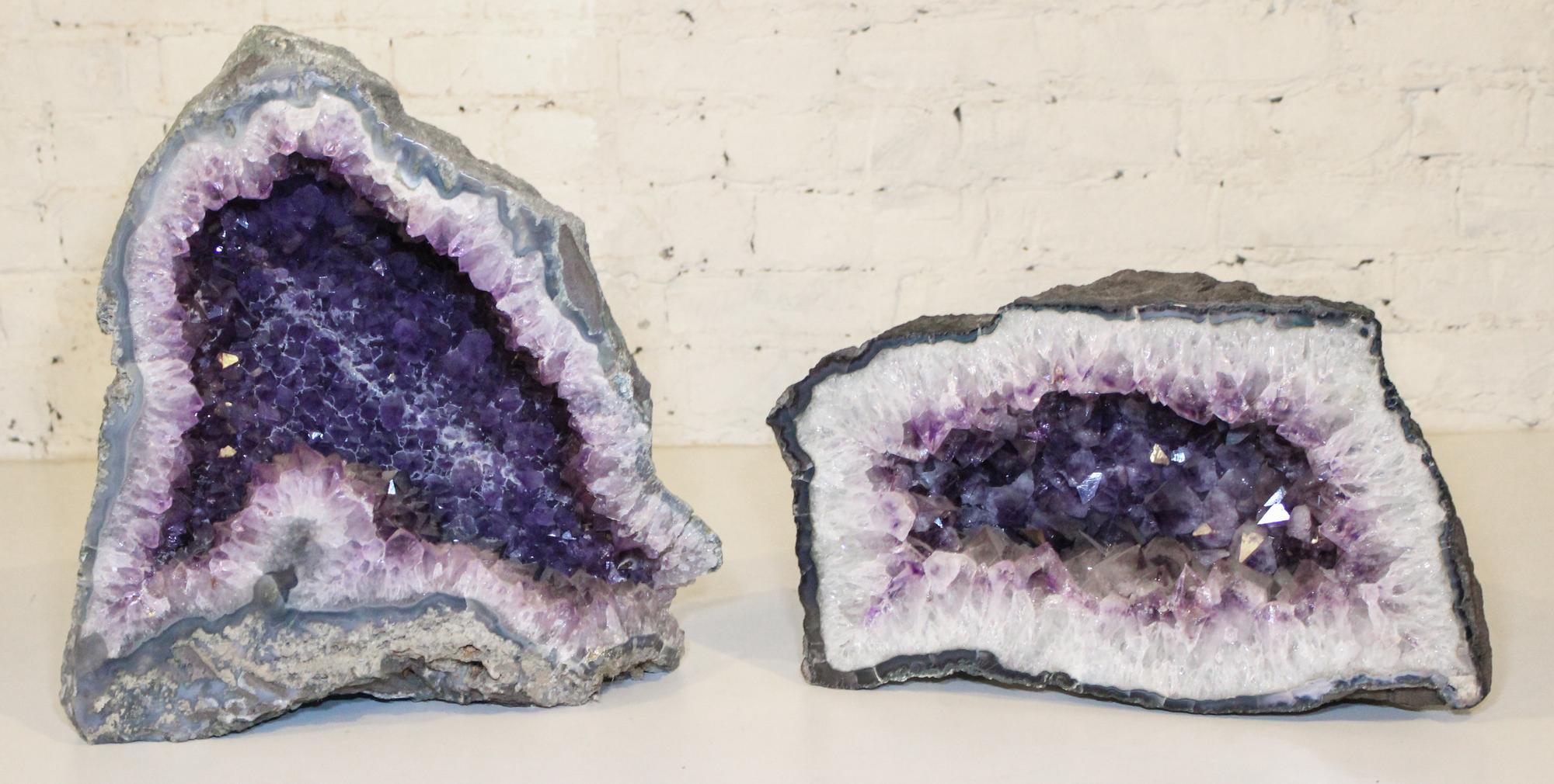 Two Large Geodes. Height of taller 17 1/4 inches.