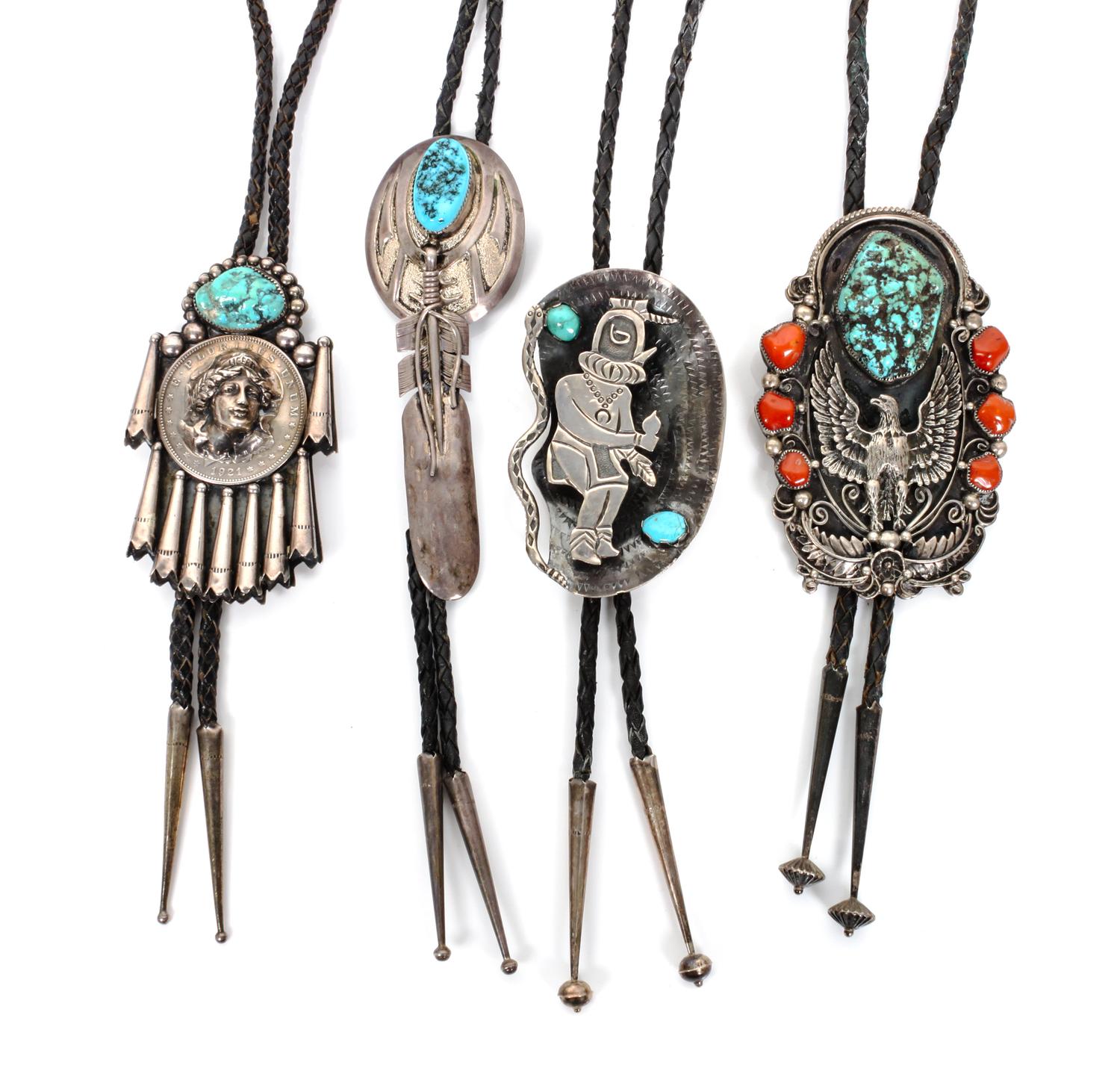Four Southwestern Bolos Height of first 5 x width 1 1/2 inches