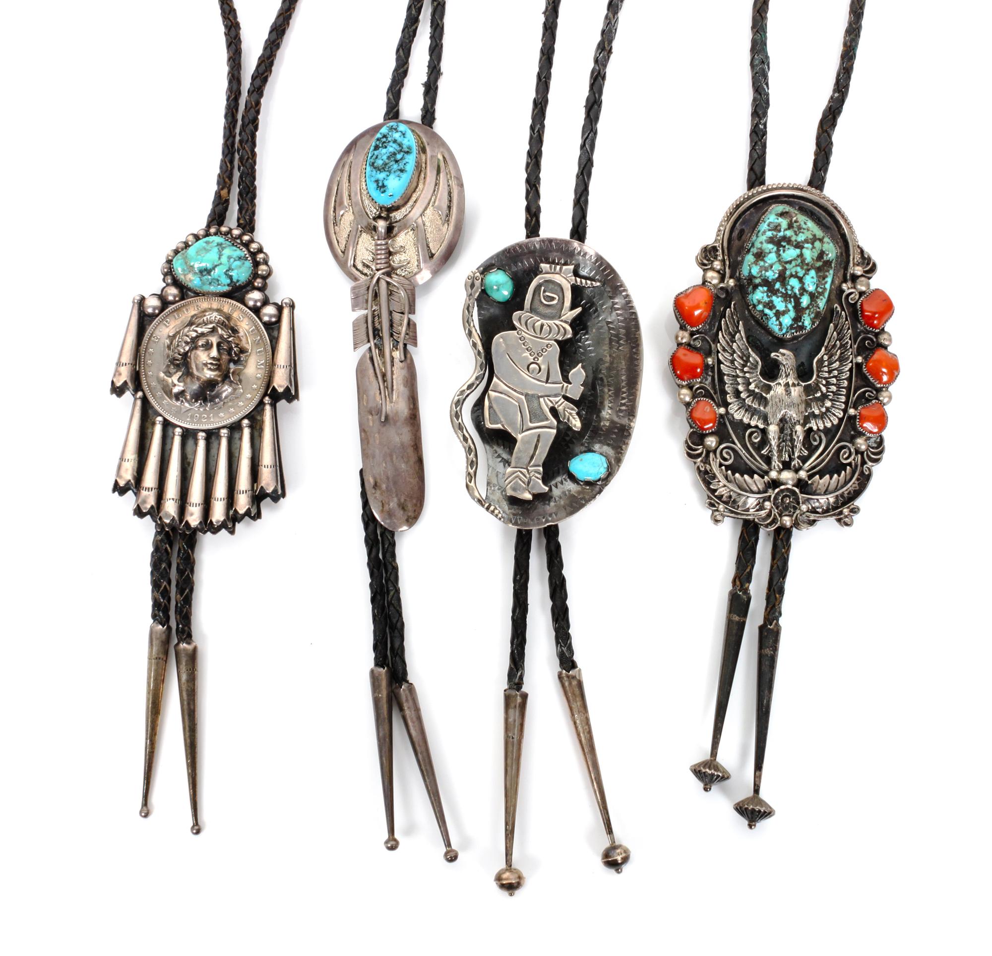 Four Southwestern Bolos Height of first 5 x width 1 1/2 inches