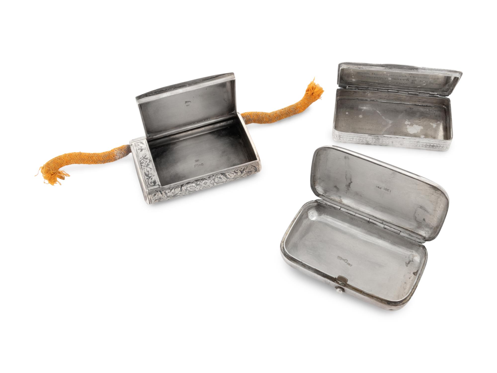 A Group of Three Russian Niello Decorated Silver Boxes