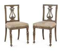 A Pair of Neoclassical Painted Side Chairs