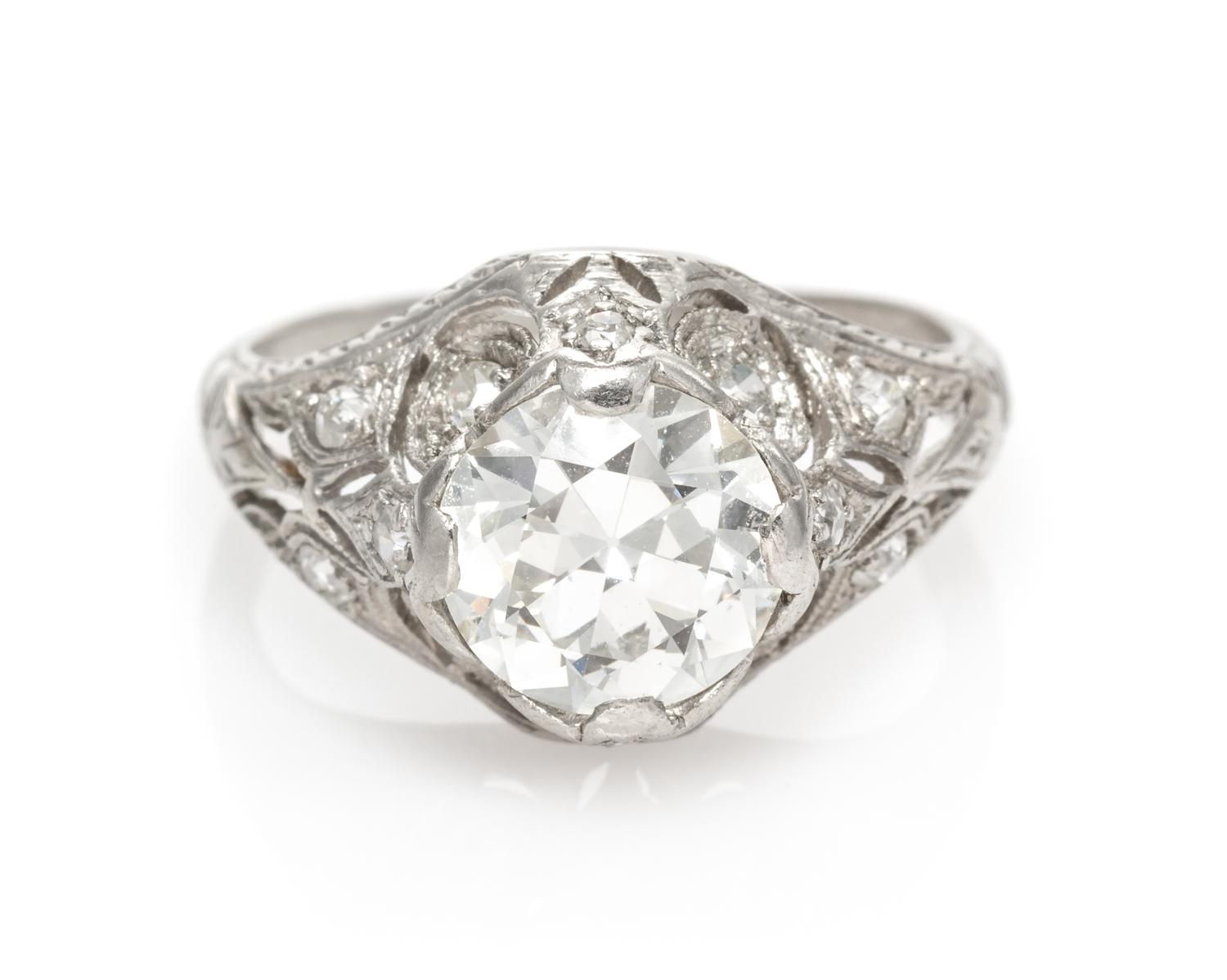 An Art Deco Platinum and Diamond Ring, 2.80 dwts.