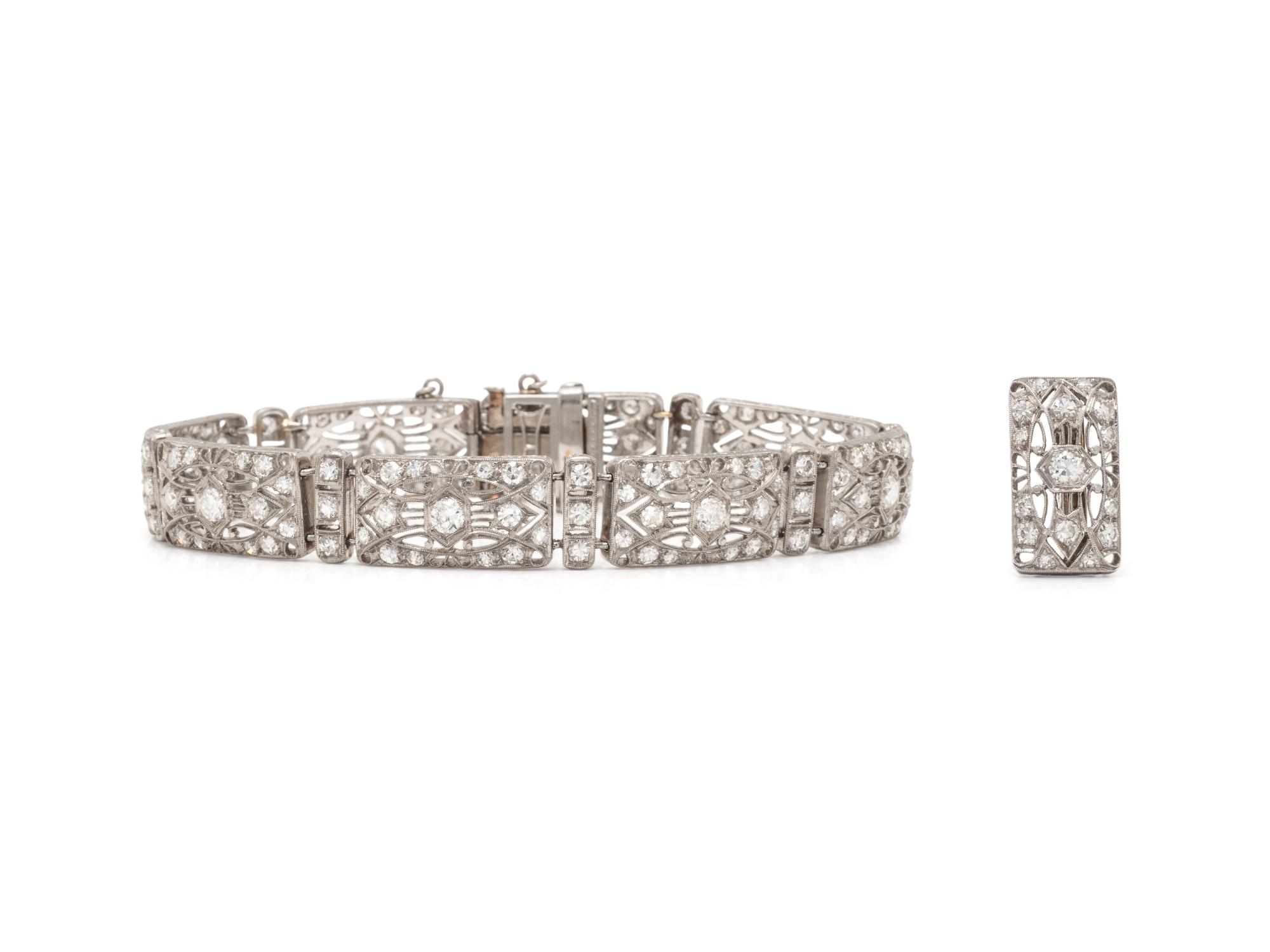 PLATINUM AND DIAMOND BRACELET AND ENHANCER
