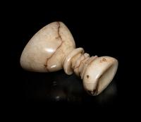 A Chinese Dark Russet White Jade Offering Bowl