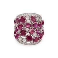 RUBY, DIAMOND, AND WHITE GOLD RING