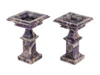A Pair of Hardstone Square Tazze