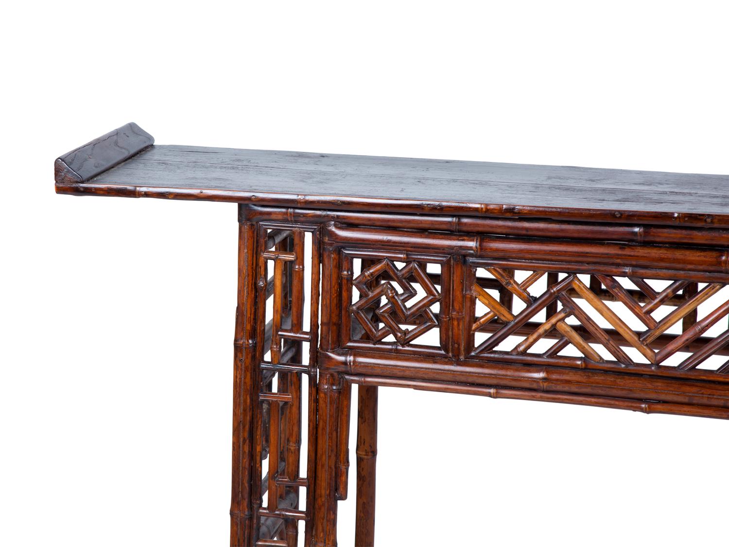 A Chinese Bamboo-Carved Console Table — 19TH CENTURY