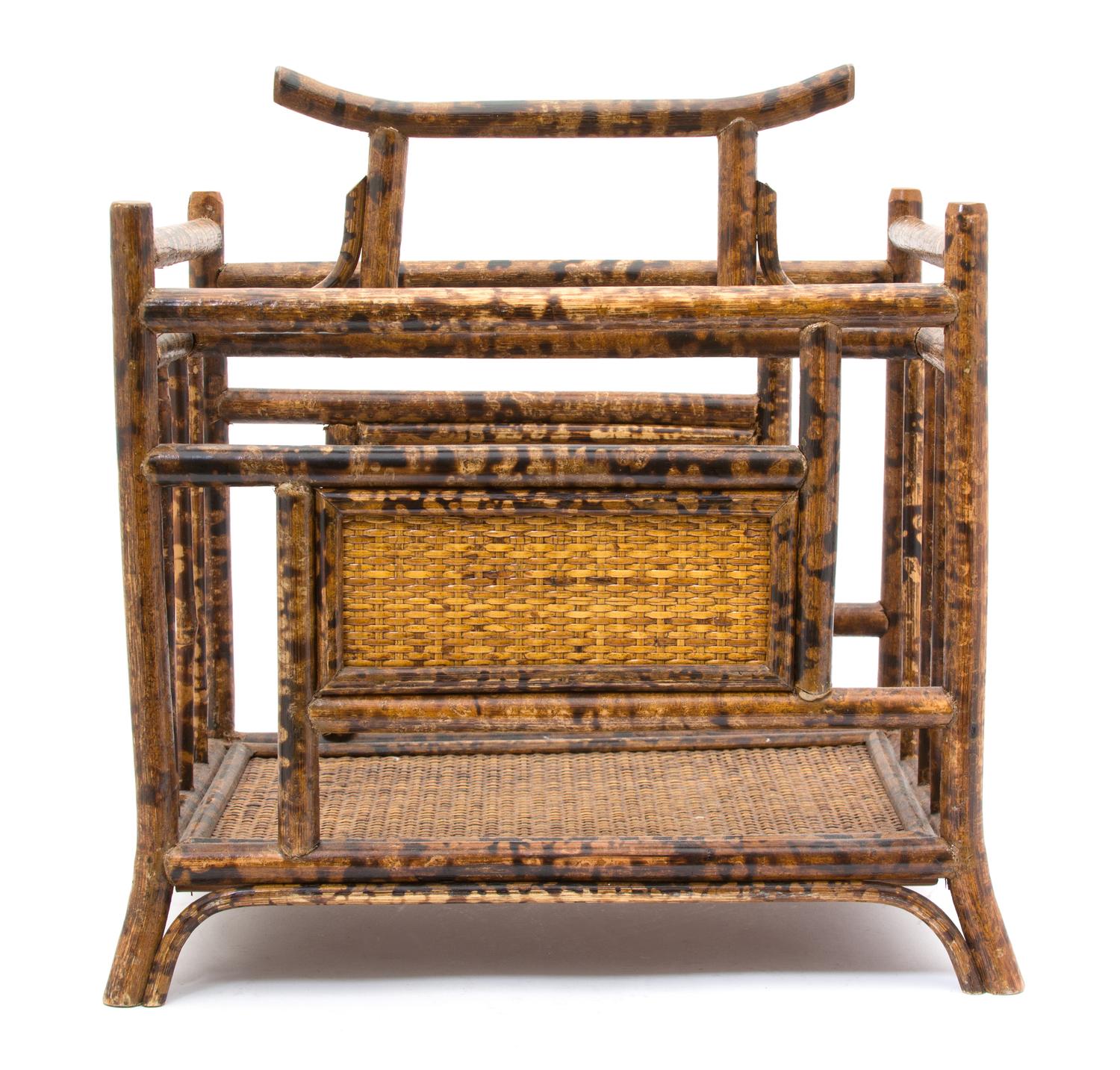 A Bamboo and Rattan Canterbury Height 17 1/4 inches x width 17 x depth 11 1/2 inches. — 20TH CENTURY