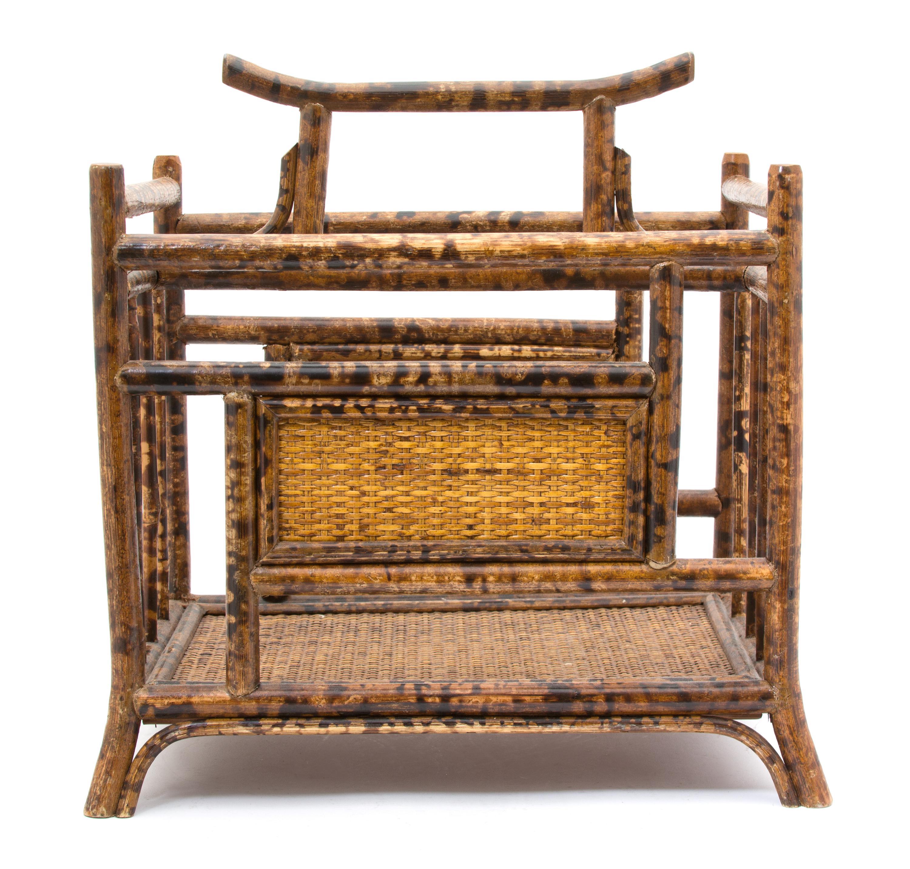 A Bamboo and Rattan Canterbury Height 17 1/4 inches x width 17 x depth 11 1/2 inches. — 20TH CENTURY