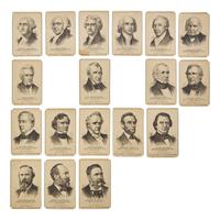 [Early Photography-Politics] Group of 17 CDVs of Founding Fathers and presidents, with related prints