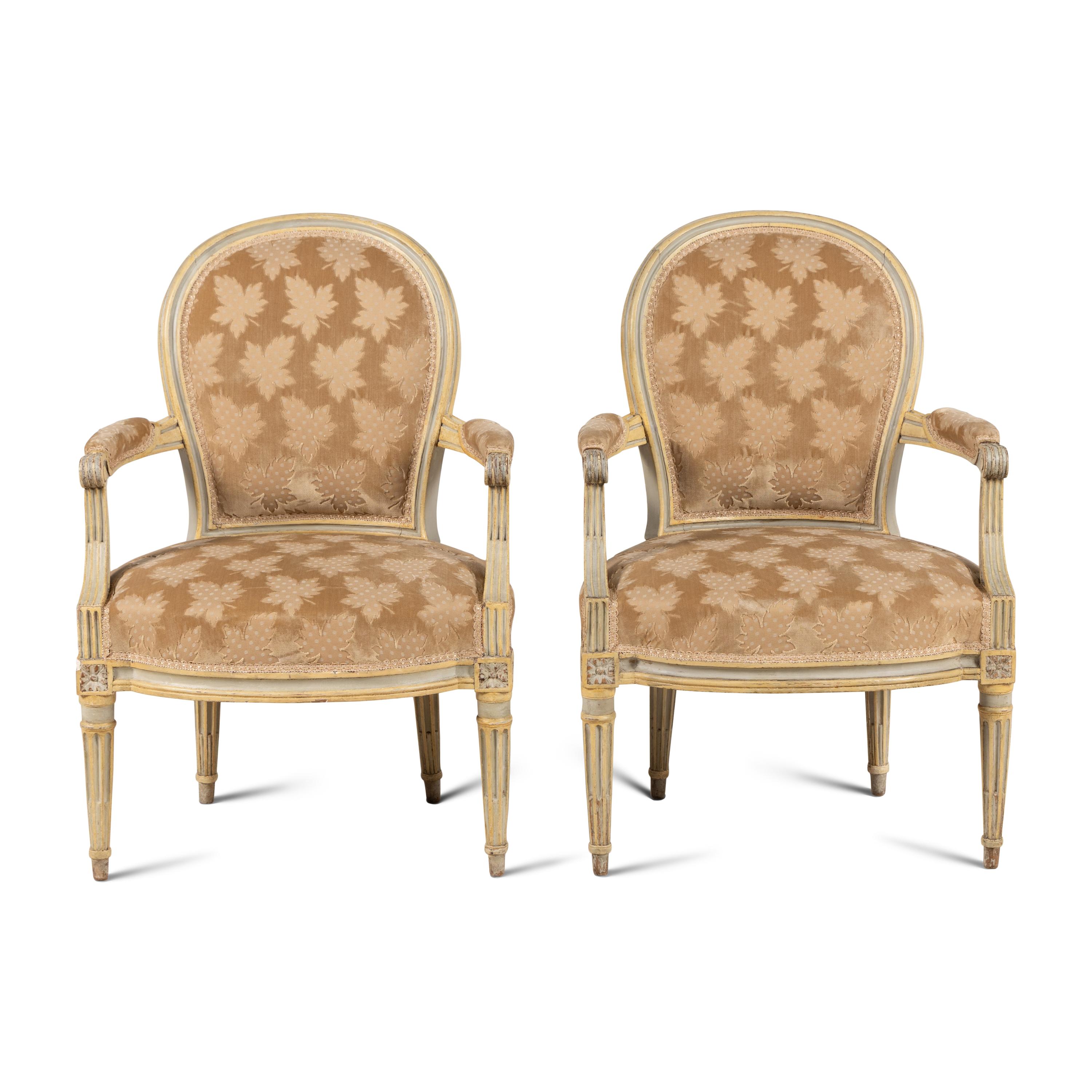 A Pair of Louis XVI Painted Fauteuils