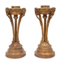 A Pair of Regency Style Carved Giltwood Torchere Lamp Bases