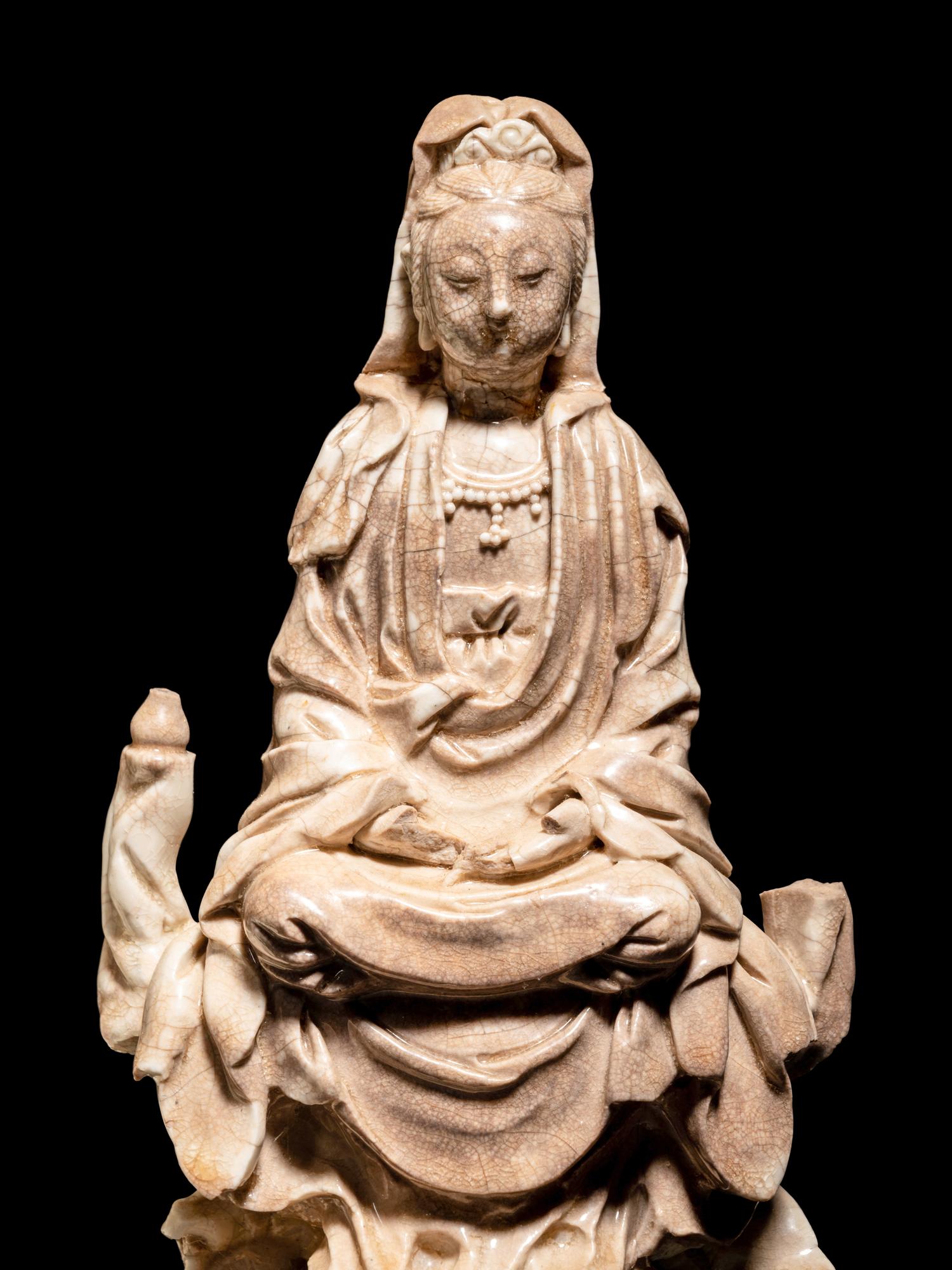 Four Chinese Blanc-de-Chine Porcelain Figures of Guanyin