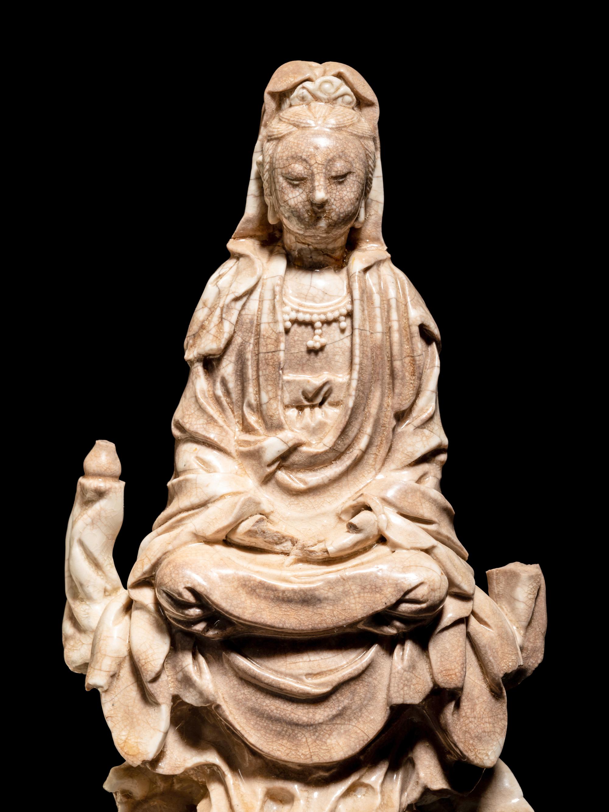 Four Chinese Blanc-de-Chine Porcelain Figures of Guanyin