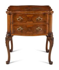 A Continental Walnut and Marquetry Side Table